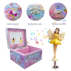 Joyero de papel de mariposa holográfica ecológico, caja de música de regalo Musical con manivela manual para regalos de niños - Product Image 1