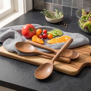 Cuillère de cuisine en bois faite à la main, finition laquée, sans danger pour les aliments, exportateur d'ustensiles de cuisine - Product Image 3