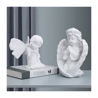 Enfeites de resina oração nórdica, anjo com asas, adorável, elf, sala de jantar, decoração para armário de tv