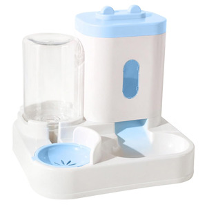 KINGHON 2-en-1 lindo Color de dibujos animados Alimentador automático para gatos de alta calidad de plástico gravedad comederos para mascotas botella cachorro gatito conejo gris - Product Image 6