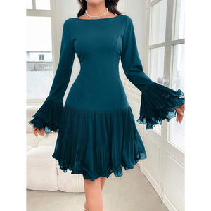 Vestido de Noche Elegante y Moderno con Cintura Alta, Estilo Casual, para Primavera/Verano, con Mangas Acampanadas, Diseño Personalizado OEM/ODM - Product Image 5