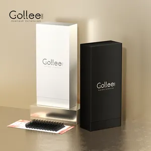 Gollee Hàn Quốc L Curl 3D Nguồn Cung Cấp Khay Nhãn Hiệu Riêng Chất Liệu Matte Bất Mink Lashes Khối Lượng Eyelash Extensions