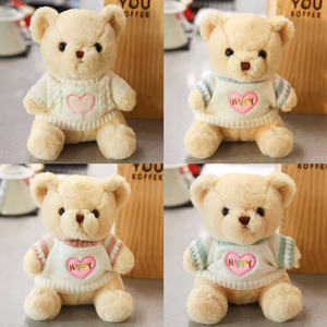 Ensemble ours en peluche personnalisé avec <span class=keywords><strong>pull</strong></span> brodé en forme <span class=keywords><strong>de</strong></span> cœur, animaux en peluche mignons, en gros, stock disponible - Product Image 3