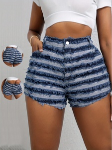 Women's Sexy Casual <b>Stretch</b> Denim Shorts with High Waist Tassel Details <b>Machine</b> Washable-for Spring and Summer - Product Image 5