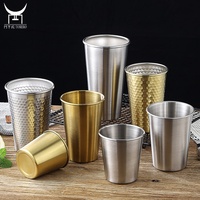 Gobelet coréen martelé en acier inoxydable 304, tasse à eau en métal alvéolé, pour café glacé et bière, idéal pour bars et cafés
