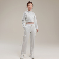 Ensemble de jogging deux pièces pour femme, automne-hiver, sport et fitness, col montant, coupe ample, évacuation de l'humidité, longueur cheville, pull de yoga