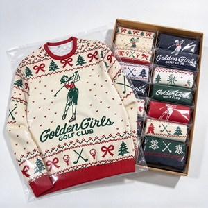 Suéter navideño de punto Golden Girls Golf Club, suéter feo con cuello redondo y estampado personalizado para amantes del golf, ropa navideña - Product Image 5