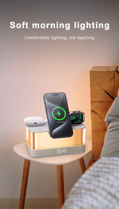 Venta al por mayor 2024 para <span class=keywords><strong>Amazon</strong></span> Venta caliente cargador inalámbrico relojes de mesa inteligentes OVP protegido con altavoz tecnológico - Product Image 6