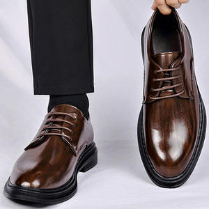 Chaussures habillées en cuir noir haut de gamme pour homme, automne-hiver, polyvalentes, à bout pointu, à lacets, semelle en cuir souple, pour costume - Product Image 3