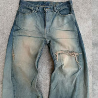 Pantalon en jean délavé de haute qualité avec logo personnalisé avec poche arrière bouton surdimensionné droit Streetwear jeans baggy pour hommes