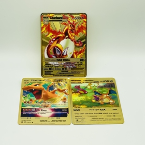 في المخزون بطاقة معدنية ذهبية <span class=keywords><strong>Charizard</strong></span> الإصدار الأول بطاقة المعاملات الجديدة لعبة البوكر طاولة معدنية اللعب - Product Image 3