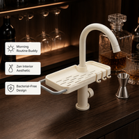 Support d'éponge pour robinet réglable et pratique, en plastique durable, installation facile