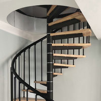 Escalier en colimaçon flottant personnalisé avec marches en bois et poutres préfabriquées d'origine usine, escalier droit en acier pour intérieur