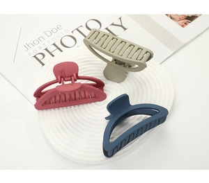 Pince à cheveux ovale artisanale en PC, style coréen, couleur crème givrée, polyvalente, avec plaque <span class=keywords><strong>creuse</strong></span>, type pince requin, accessoires capillaires - Product Image 6