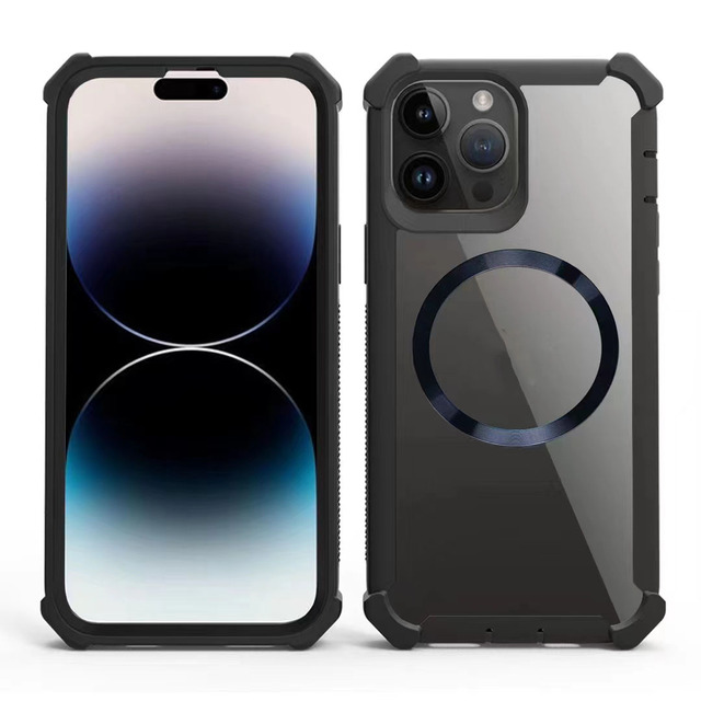 Protective Air Bumper Color Frame Transparent Hard Clear Case for iPhone 15 Pro Max Back Cover Shockproof for MagsafePhone Case
