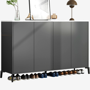 新型 玄関 シューズディスプレイラック モダン 木製 縦型シューズキャビネット - Product Image 5