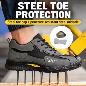 Chaussures de sécurité à embout d'acier pour hommes, chaussures de travail à lacets, résistantes aux perforations, antidérapantes, semelle extérieure durable - Product Image 5
