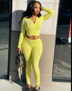 Set da Palestra Personalizzato con Logo, Completo Sportivo 2 Pezzi, <span class=keywords><strong>Tuta</strong></span> Aderente da Jogging, Completo Donna con Felpa con Zip e Pantaloni da <span class=keywords><strong>Tuta</strong></span> - Product Image 2