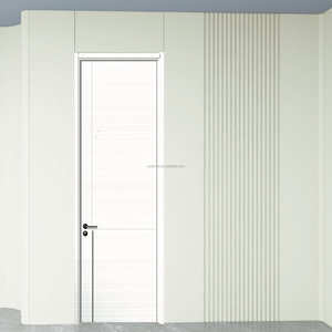 <span class=keywords><strong>Porte</strong></span> en MDF <span class=keywords><strong>blanc</strong></span> avec placage de bois naturel incrusté de PVC pour salle de bain maison salon chambre d'hôtel villa appartement hall nouvel arrivage - Product Image 2