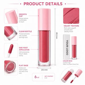 Baume à lèvres mat velours 18 teintes, waterproof, teinte pour lèvres et joues longue tenue 6ml, logo personnalisé OEM - Product Image 2