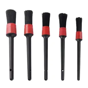 Wholesale car beauty details wild boar hair brush round head hair brush 5 piece set air outlet engine interior cleaning brush