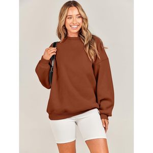 FOXA Oversized Sweatshirt Women Crewneck Drop Shoulder Fleece Casual Pullover <b>Top</b> Breathable Fall Outfits Clothes - Product Image 6