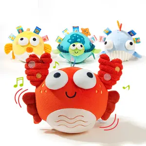 Recharge personnalisée danse chantant musical crabe en peluche animal en peluche ventre temps jouet pour nourrissons bébés tout-petits