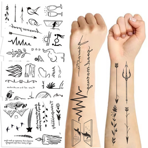 Pegatinas de <span class=keywords><strong>tatuaje</strong></span> <span class=keywords><strong>con</strong></span> letras en inglés en blanco y negro, regalos de fiesta impermeables, pegatinas faciales divertidas de gama alta - Product Image 2