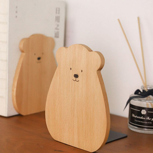 Sujetalibros de madera maciza Yuka con forma de gato, organizador de escritorio de estilo nórdico para oficina, hogar, estudio, almacenamiento de libros, decoración - Product Image 3