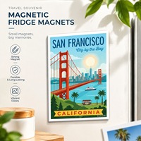 Ensemble d'aimants de réfrigérateur colorés représentant des monuments de San Francisco pour souvenir de voyage, magasin de cadeaux et décoration de cuisine