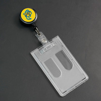 Porte-badge d'identification rigide transparent en plastique populaire, durable, avec fente latérale pour carte, pour lanières, vente en gros usine