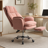 Chaise de bureau ergonomique moderne à pieds croisés, réglable en hauteur, adaptée aux animaux domestiques, en tissu bouclé, avec repose-pieds