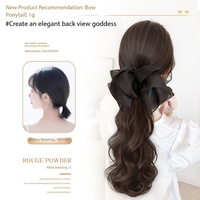 Queue de cheval sans colle en cheveux humains vierges brésiliens non-Remy pour femme, marque propre, avec pince à griffes, HD, grade 12A, densité 250%, grandes ondulations, style décontracté