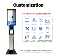 Kiosque de paiement automatique à écran tactile ATP, terminal d'affichage sur pied pour la commande et le paiement en libre-service, kiosque de caisse automatique pour restaurant, SDK Intel