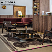 WISEMAX-mesa de centro cuadrada de cristal para sala de estar, muebles de lujo de acero inoxidable, conjunto para hotel