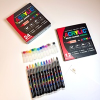 Marqueur acrylique professionnel à encre liquide directe, 12 couleurs, pointe souple sans pression, encre permanente, grande capacité, pour toutes les surfaces