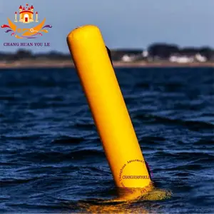 Желтый красный цвет заказной логотип плавательный буй для плавания с открытой водой надувной Длинный Цилиндрический плавающий буй