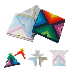 BPA Free เรขาคณิตของเล่นเด็กซิลิโคนเด็กซ้อนของเล่นเด็กของเล่นเพื่อการศึกษาของเล่น Stacker บล็อกยางกัด - Product Image 4