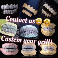 Grillz personnalisé en argent massif glacé diamant plaqué or VVS Moissanite diamant Hip Hop Grillz pour les dents