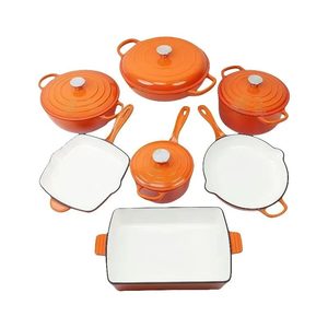 Juego de <span class=keywords><strong>Ollas</strong></span> y Sartenes de Hierro Fundido Esmaltado para Cocina - Juego de 7 Piezas, No Tóxico, Apto para Cocina de Inducción - Product Image 6
