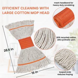 ممسحة صناعية احترافية للخدمة الشاقة ممسحة قطنية لتنظيف المرآب المنزلي ورشة عمل مكتبية - Product Image 3