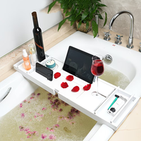 Plateau de bain en bambou multifonctionnel avec design, support de bain extensible pour livres, pour salle de bain