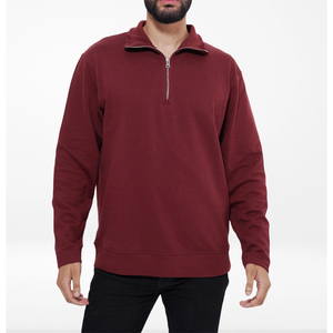 Sweat-shirt d'hiver à col zippé pour homme, coupe confortable, 100% polyester polaire, couleur unie, service OEM disponible, 300g - Product Image 3