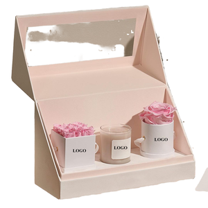 Venta al por Mayor de Regalos de Año Nuevo, Clásicas Rosas Rosadas Preservadas, Paquete Individual de 4 Rosas, Velas Aromáticas con Pantalla LED - Product Image 1