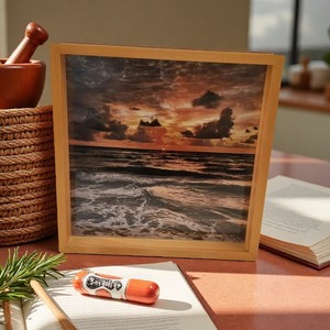 Cadre photo rectangulaire double face en bois massif 22x22cm, cadre de présentation rustique pour table - Product Image 4