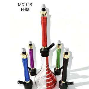 Chicha à un tuyau en aluminium MD-L19, base transparente, mini chicha avec lumière LED, moderne et portable pour bar et club - Product Image 1