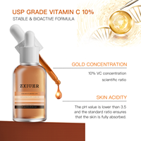 Sérum à la vitamine C 10% ZXIUER avec acide L-ascorbique USP, sérum pour le visage éclaircissant et antioxydant, 30 ml, OEM/ODM disponible