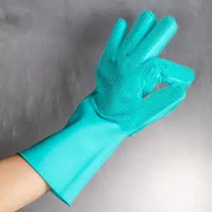魔术双面硅胶海绵洗涤手套，用于擦洗和清洁超大号