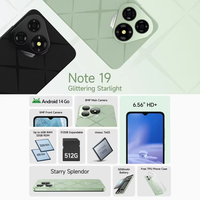 Ulefone Note 19 3GB + 32GB معرف الوجه والجانب بصمة بوصة أندرويد 14 Go Unisoc T603 ثماني النواة 4G هاتف محمول مزدوج الشريحة OTG