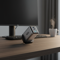 Chargeur de téléphone portable KYT 45W Ai Smart Display avec prise UK, PD Super Rapide, USB Type C, Gan, pour Samsung